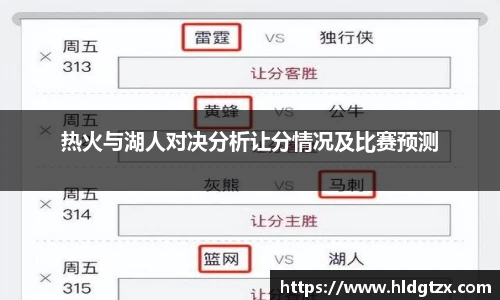 热火与湖人对决分析让分情况及比赛预测