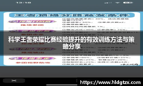科学王者荣耀比赛经验提升的有效训练方法与策略分享